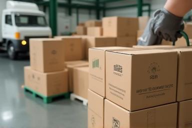 Image representing product boxes in a warehouse or being shipped